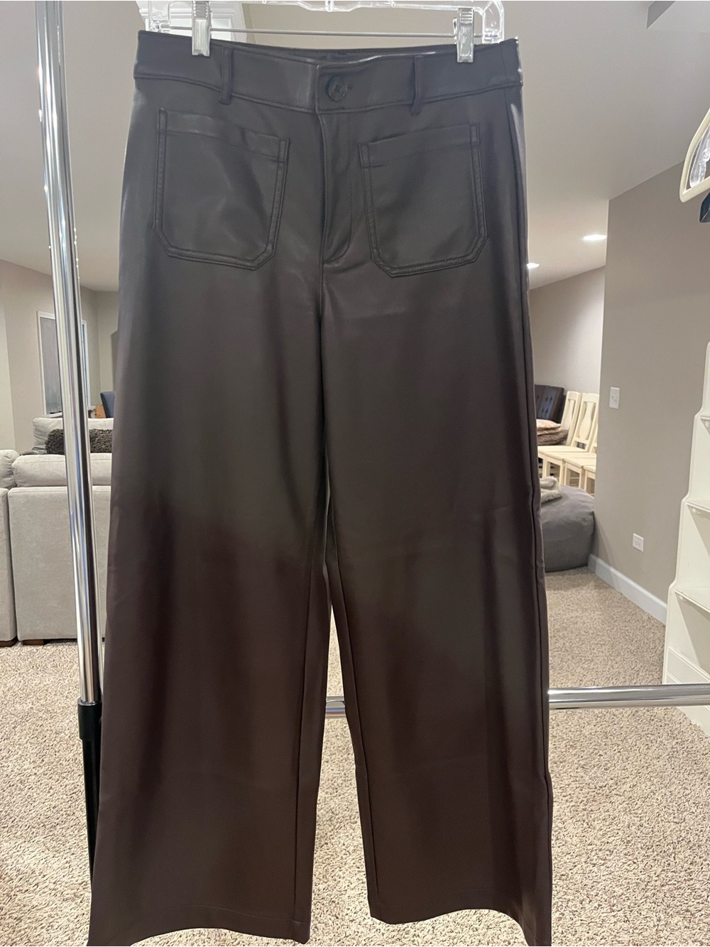 Women’s Loft chocolate brown Wide-Leg Faux Leather Pants